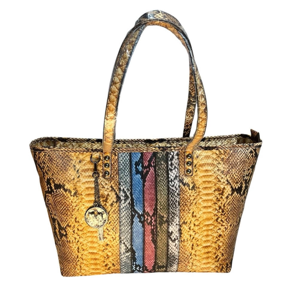 Badgley Mischka Studio Vegan Leather Python Tote … - image 1
